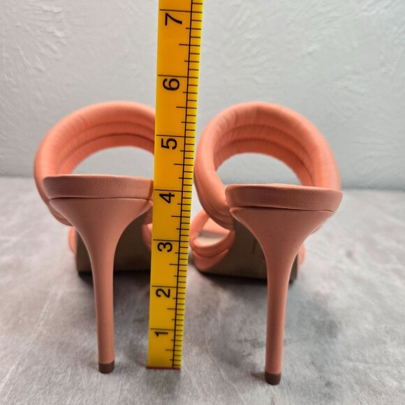 Vince Camuto High Heel Sandals Sz 9 Coral Orange Padded Square Toe Stiletto Mule - Picture 4 of 10